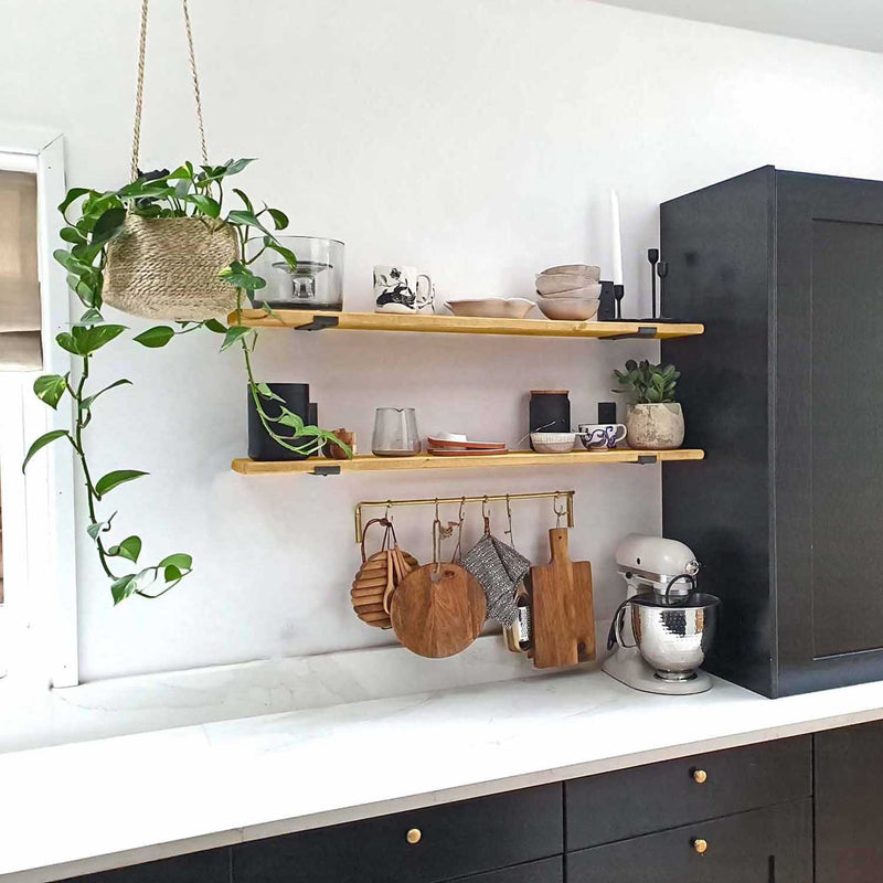 Rustic Inverted Metal Bracket Thin Shelf | 15cm Depth