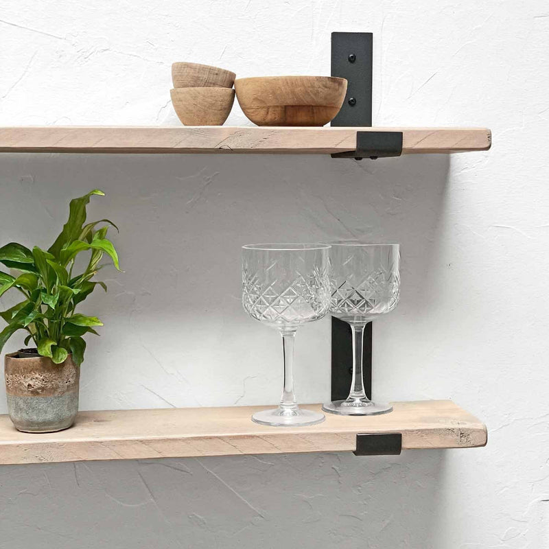 Rustic Inverted Metal Bracket Thin Shelf | 15cm Depth