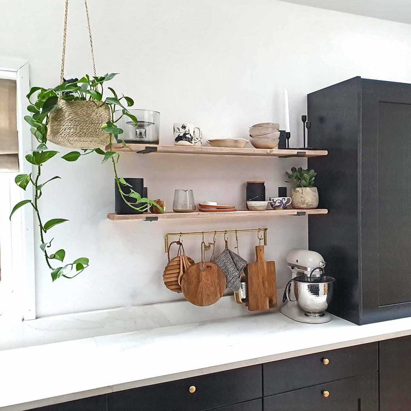 Rustic Inverted Metal Bracket Thin Shelf | 15cm Depth