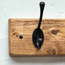 Wooden Coat Rack | Black Vintage Hooks