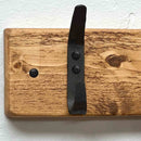 Wooden Coat Rack | Rustic Black Hooks