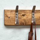 Wooden Coat Rack | Rustic Silver Hooks