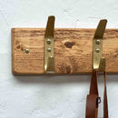 Wooden Coat Rack | Rustic Gold Hooks