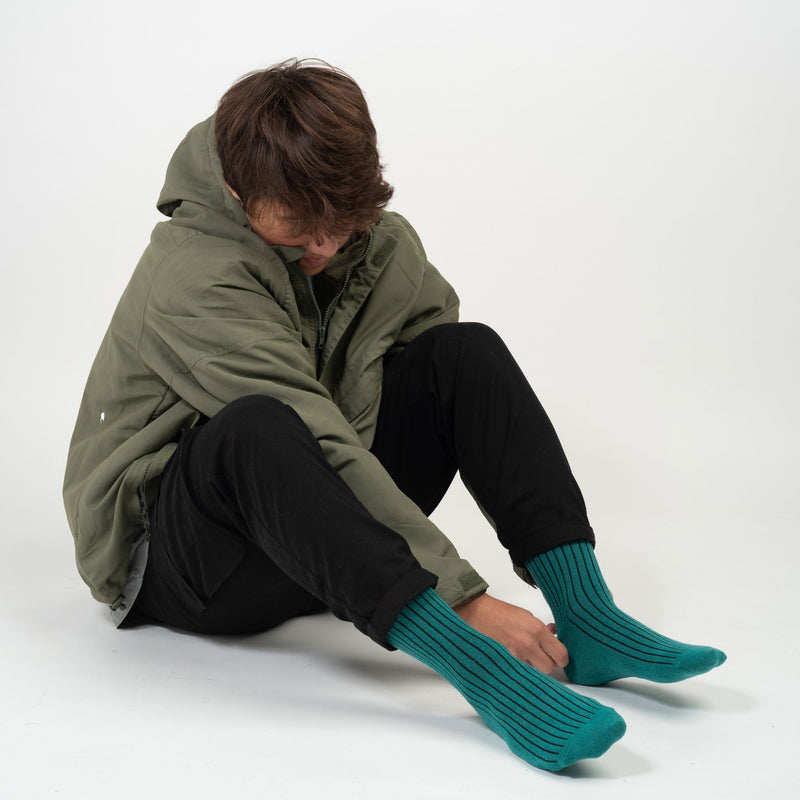 Recycled Ribbed Men's Socks - Green