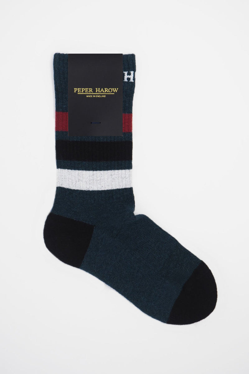 Striped Organic Men's Sport Socks - Navy