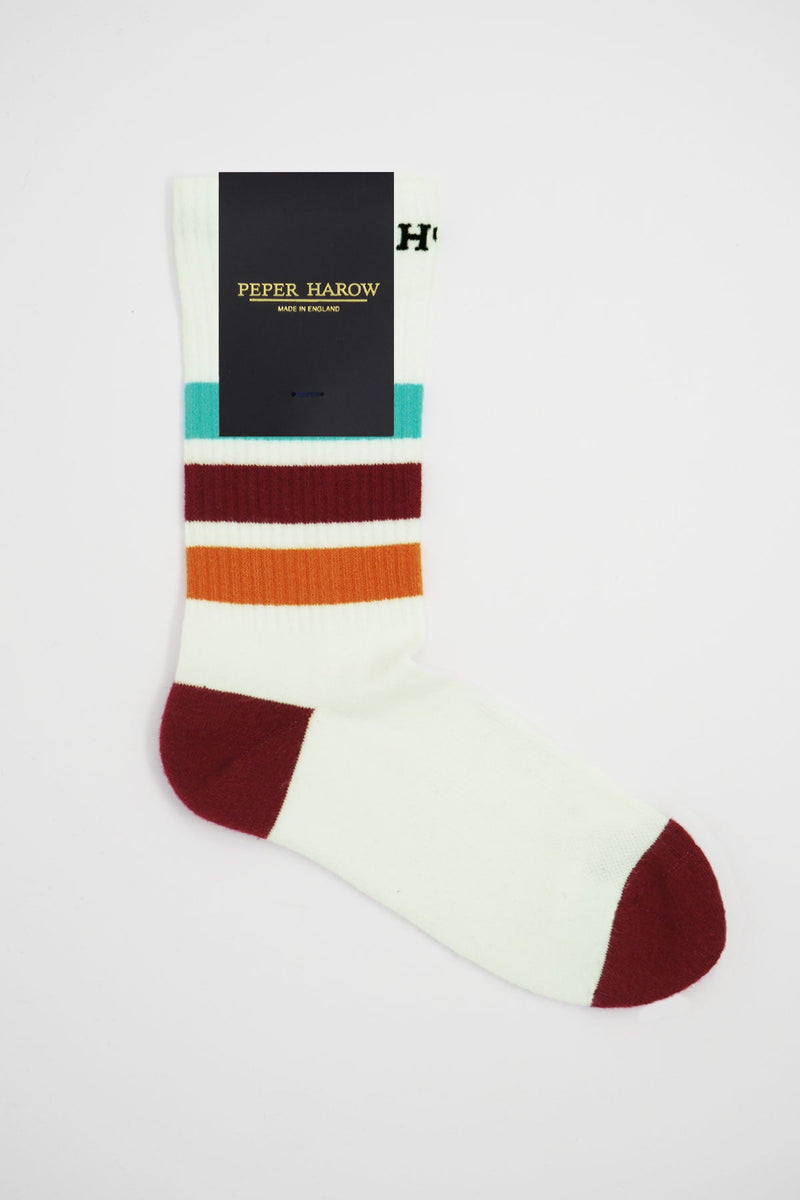 Striped Organic Men's Sport Socks - White