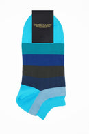 Block Stripe Women's Trainer Socks - Aqua