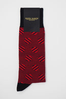 Polka Stripe Men's Socks - Cherry