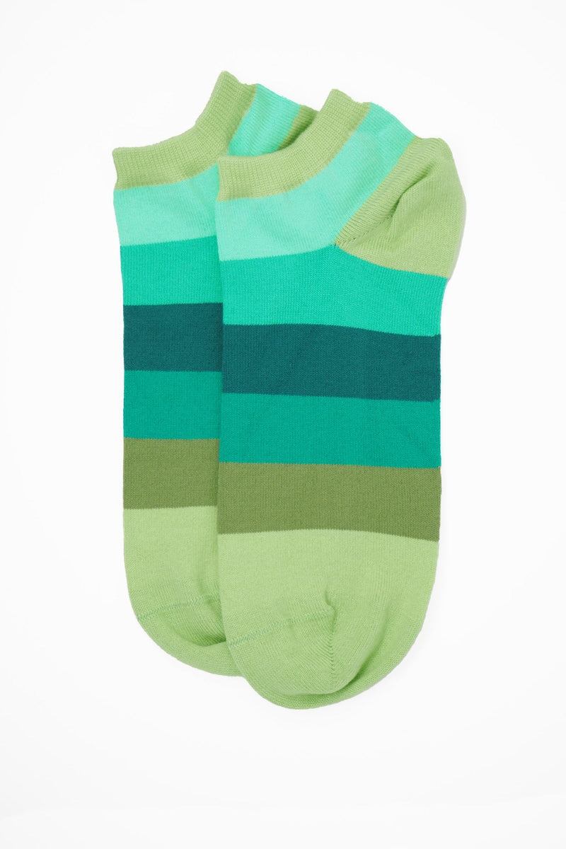Block Stripe Women's Trainer Socks - Earth