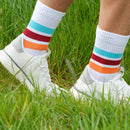 Striped Organic Men's Sport Socks - White