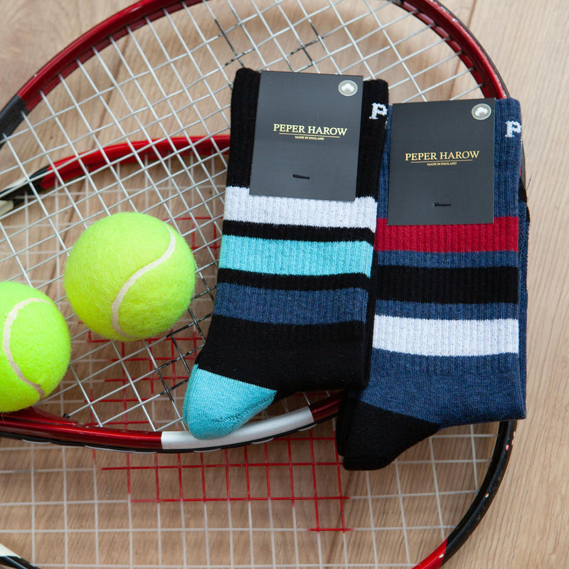 Striped Organic Men's Sport Socks - Navy