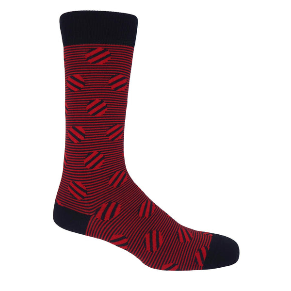 Polka Stripe Men's Socks - Cherry