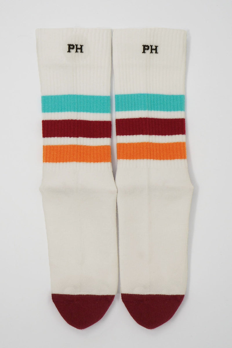 Striped Organic Men's Sport Socks - White