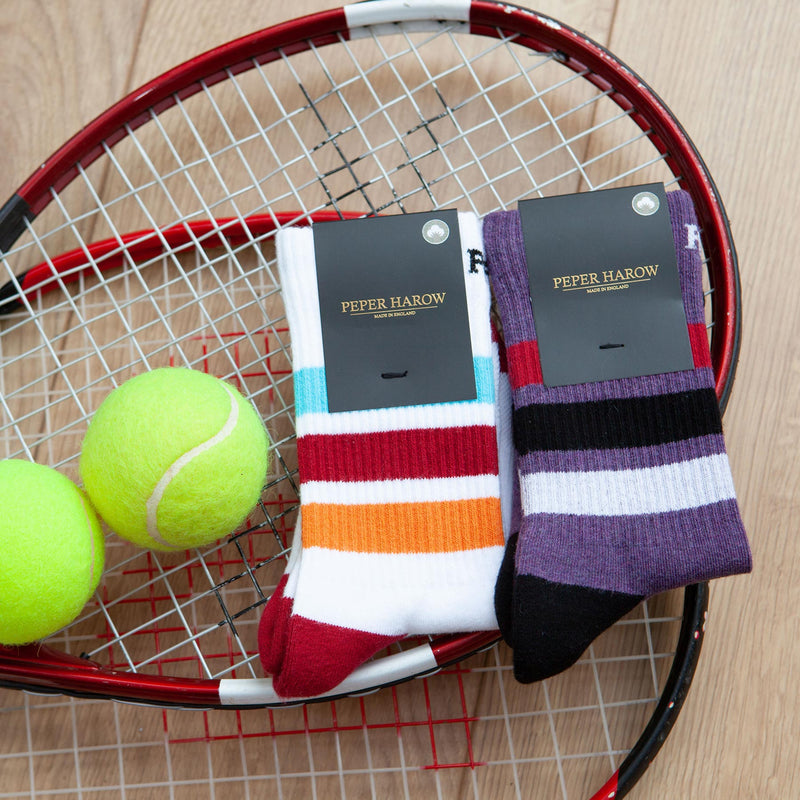 Striped Organic Men's Sport Socks - White