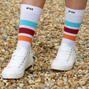 Striped Organic Women's Sport Socks - White