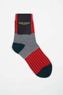 Oxford Stripe Women's Socks - Scarlet