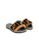Fendi Kids printed FF logo sliders brown - Maison De Fashion 