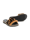 Fendi Kids printed FF logo sliders brown - Maison De Fashion 