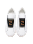 Fendi Kids elasticated logo strap sneakers white - Maison De Fashion 