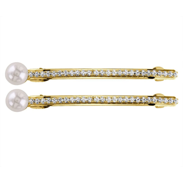 loveRocks Long Elegant Crystal Barrette With Pearl