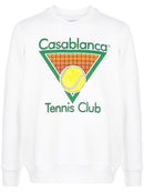 CASABLANCA tennis club logo sweatshirt white - Maison De Fashion 