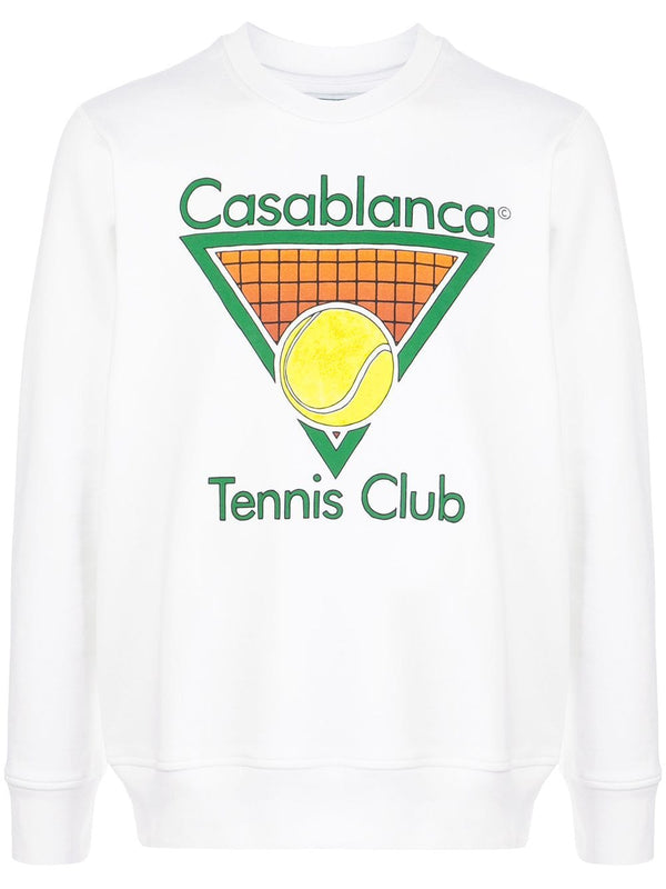 CASABLANCA tennis club logo sweatshirt white - Maison De Fashion 