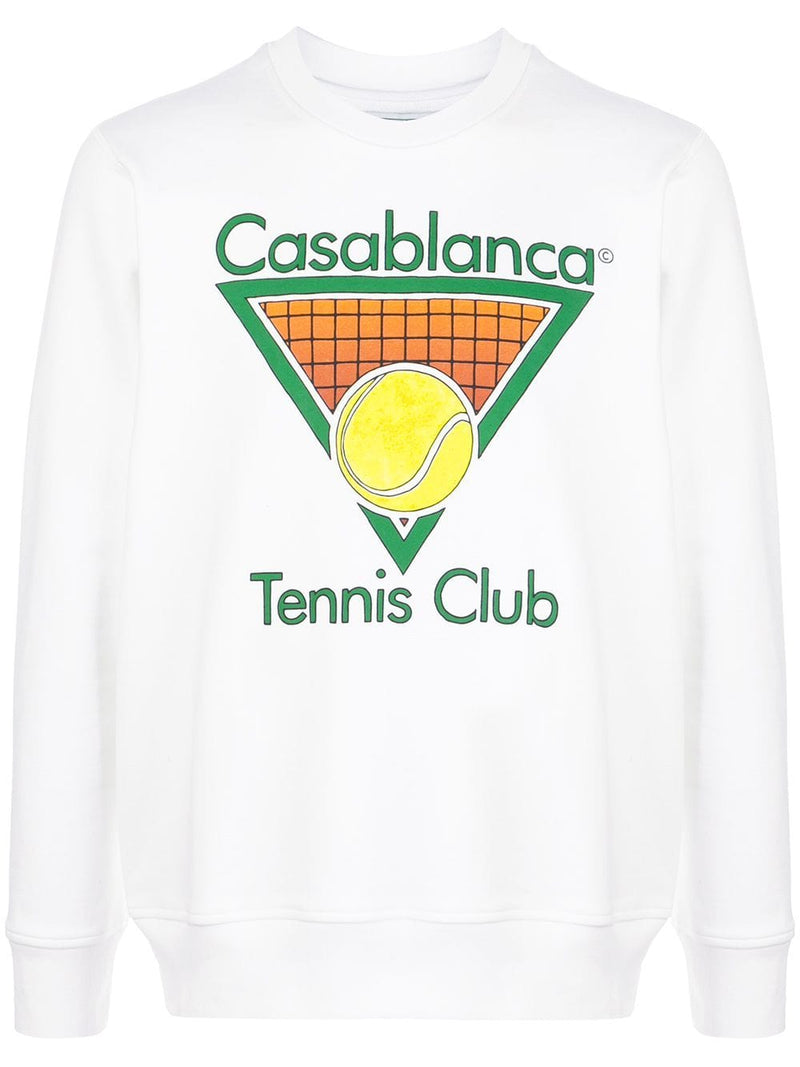 CASABLANCA tennis club logo sweatshirt white - Maison De Fashion 