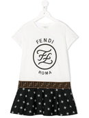 FENDI KIDS logo printed t-shirt dress white - Maison De Fashion 