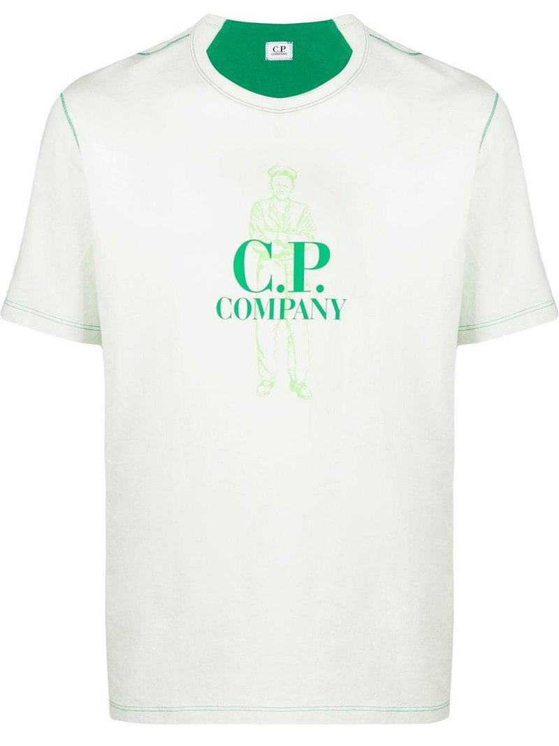 C.P. COMPANY exposed-stitch logo t-shirt green - Maison De Fashion 