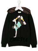 FENDI KIDS dancer print hoodie black - Maison De Fashion 