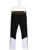 FENDI KIDS FF logo waistband track pants black/pink/white - Maison De Fashion 