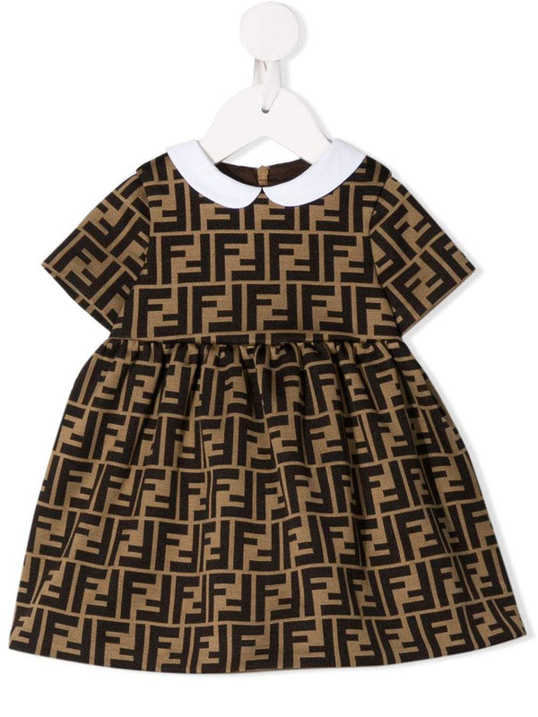 FENDI KIDS infant FF motif dress brown - Maison De Fashion 