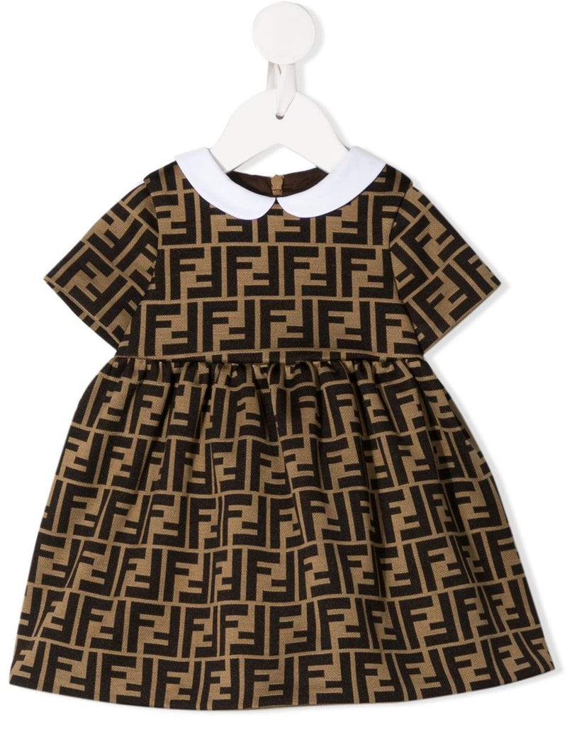 FENDI KIDS infant FF motif dress brown - Maison De Fashion 