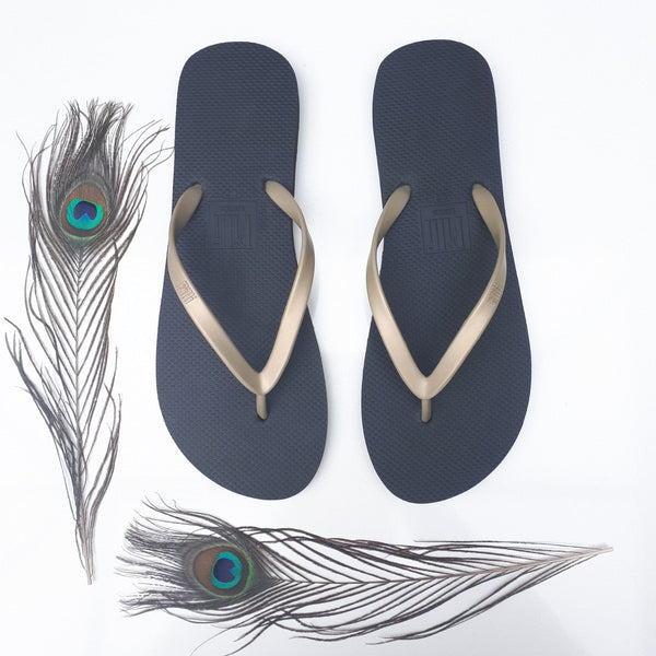 Filli London Naked Flip Flops - Gold on Black