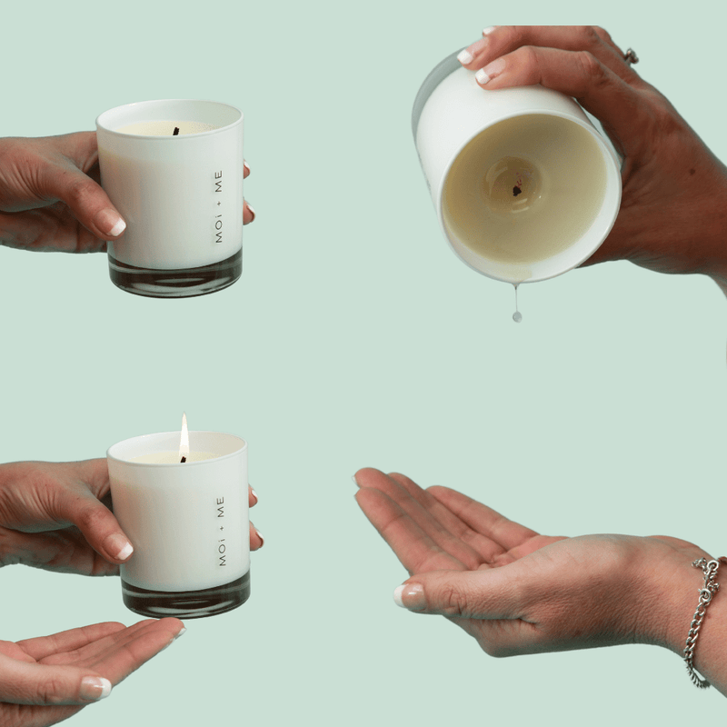 How to use CBD, MOi + ME massage candle with hot oil to help pain, anxiety, relaxation