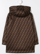 FENDI KIDS logo print hoodie dress brown/fluo pink - Maison De Fashion 