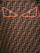 FENDI KIDS logo print hoodie dress brown/fluo pink - Maison De Fashion 