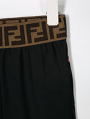 FENDI KIDS FF logo waistband track pants black/pink/white - Maison De Fashion 