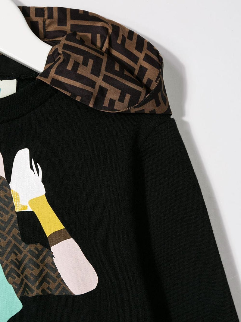 FENDI KIDS dancer print hoodie black - Maison De Fashion 