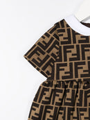 FENDI KIDS infant FF motif dress brown - Maison De Fashion 