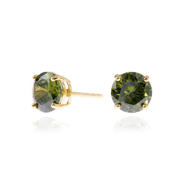 Cachet Lana 8mm 18ct Gold Plated Sterling Silver with Olivine CZ Pierced Earrings