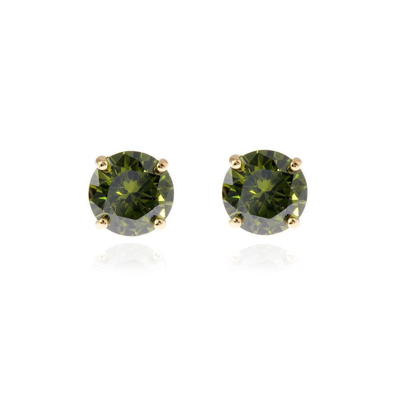 Cachet Lana 8mm 18ct Gold Plated Sterling Silver with Olivine CZ Pierced Earrings