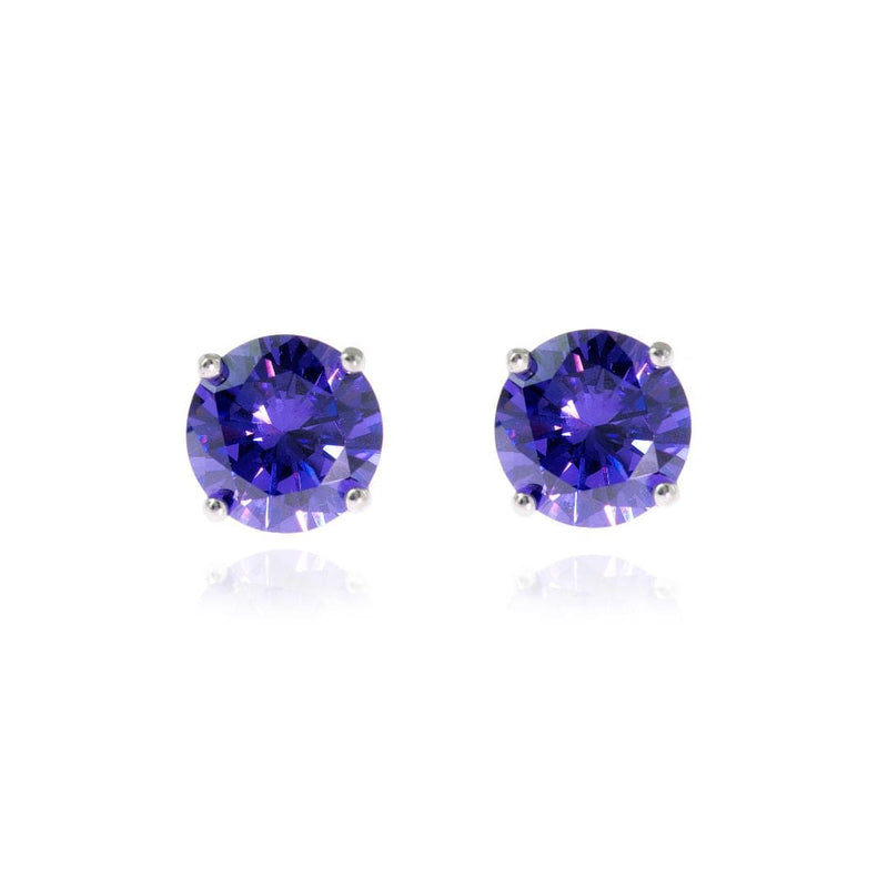 Cachet Lana 8mm Sterling Silver with Violet CZ Pierced Earrings