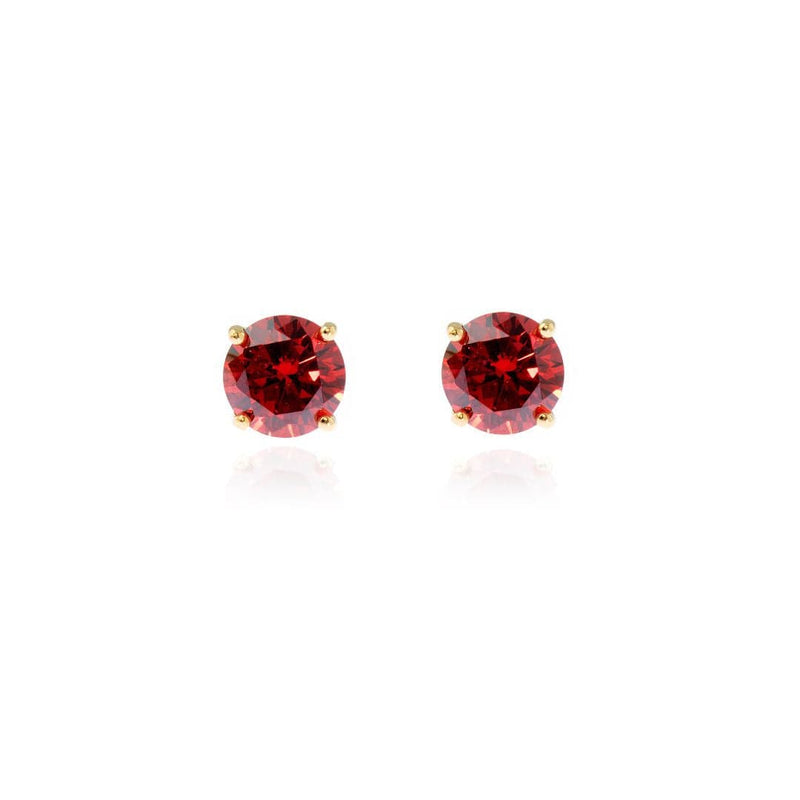 Cachet Lana 6mm 18ct Gold Plated Sterling Silver with Garnet CZ Pierced Earrings