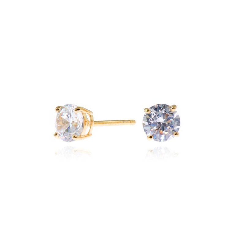 Cachet Lana 6mm 18ct Gold Plated Sterling Silver with Clear CZ Pierced Earrings