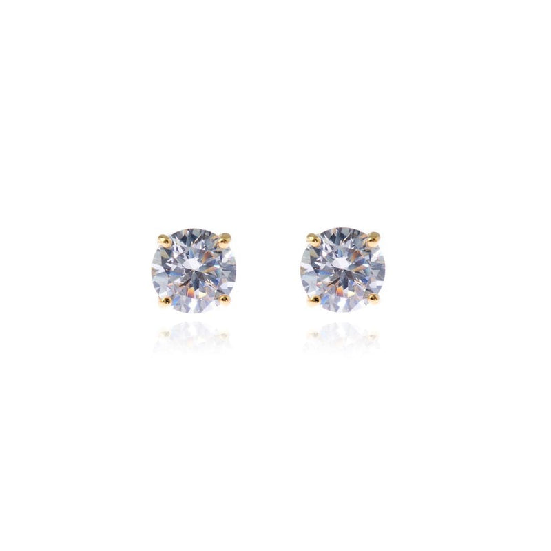 Cachet Lana 6mm 18ct Gold Plated Sterling Silver with Clear CZ Pierced Earrings