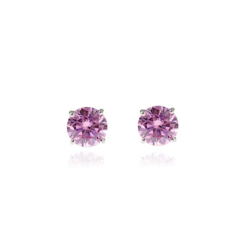 Cachet Lana 6mm Sterling Silver with Pink CZ Pierced Earrings