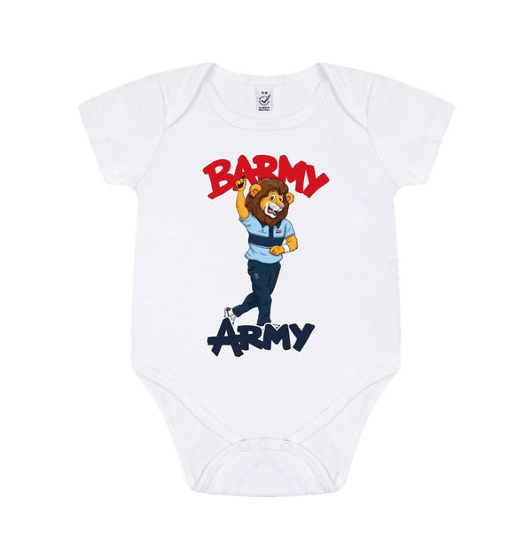 White Barmy Army Mascot Send Off Baby Grow
