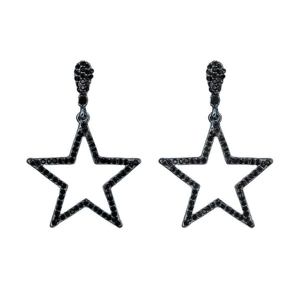 loveRocks Crystal Cut Out Star Drop Earring - Jet