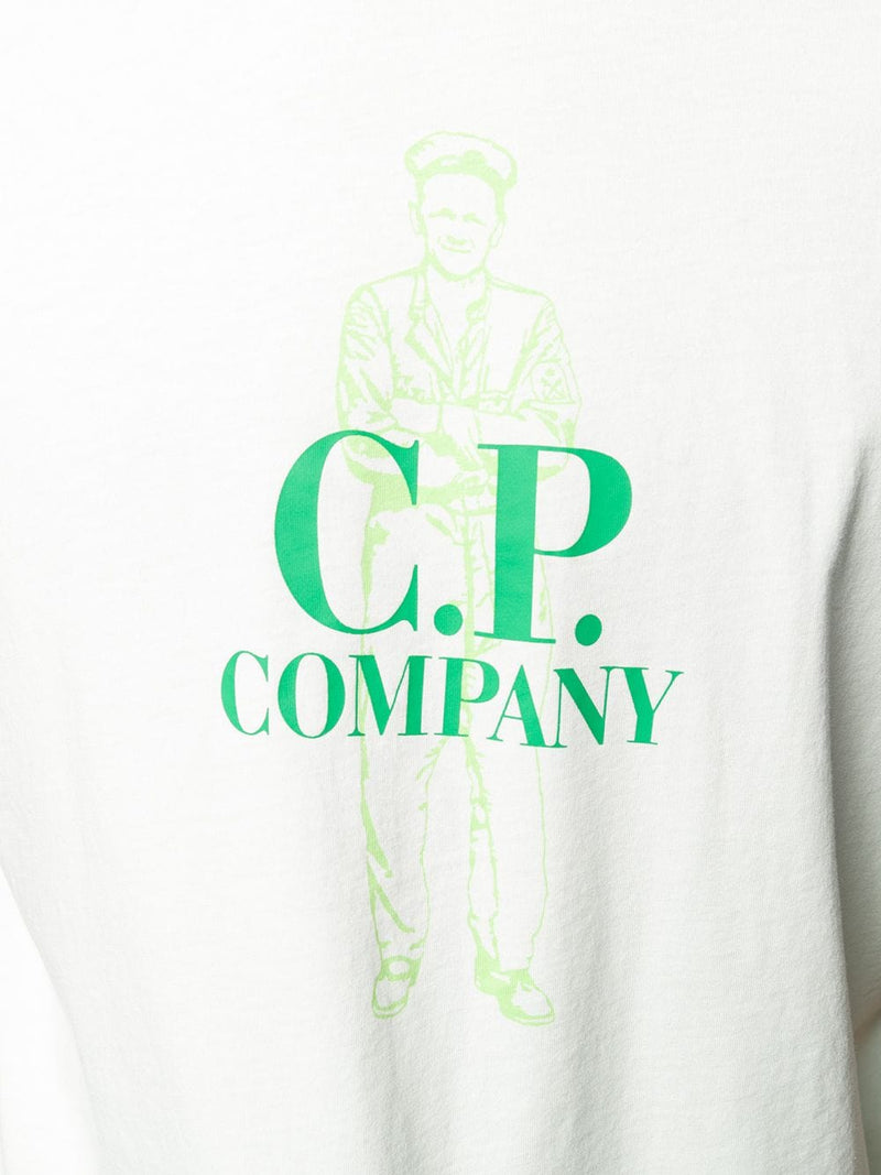 C.P. COMPANY exposed-stitch logo t-shirt green - Maison De Fashion 